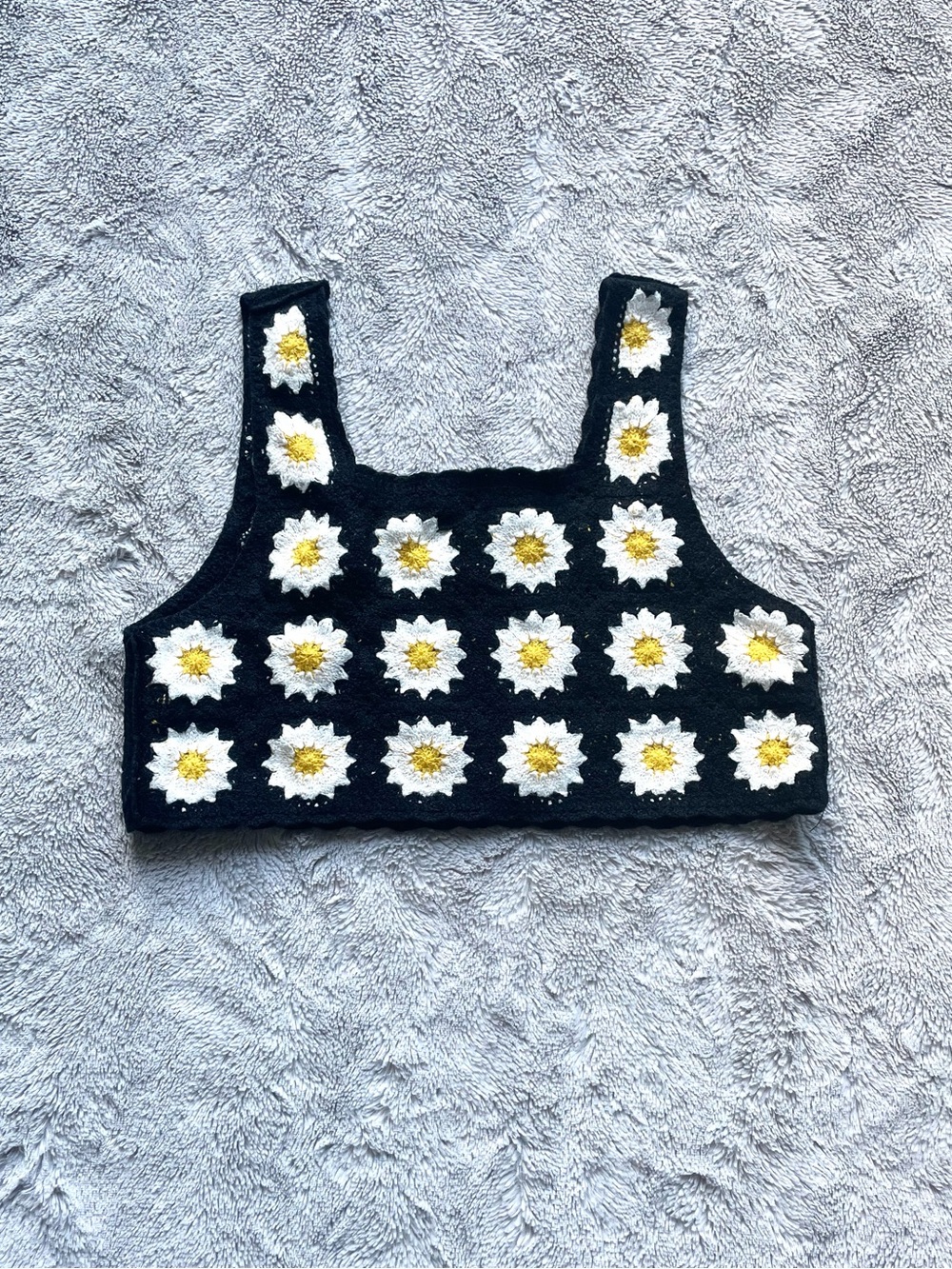 Handmade Black Knit Daisy Tank Croptop